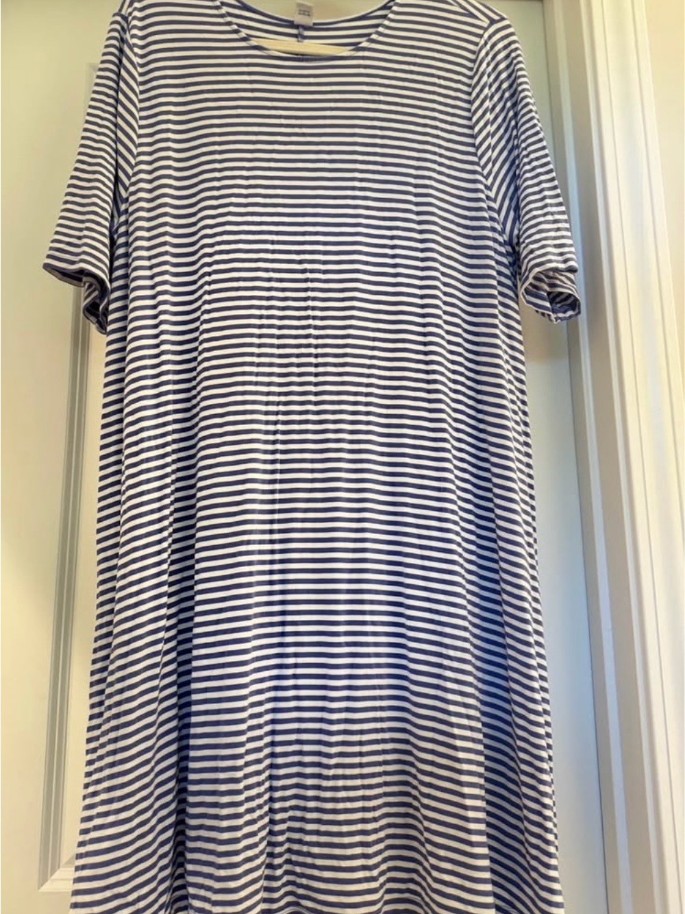 Old Navy Blue and White Striped Tee Dress